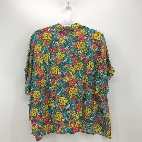 LuLaRoe Amy top Hawaii vibe yellow green red light weight oversized boxy - Picture 3 of 5
